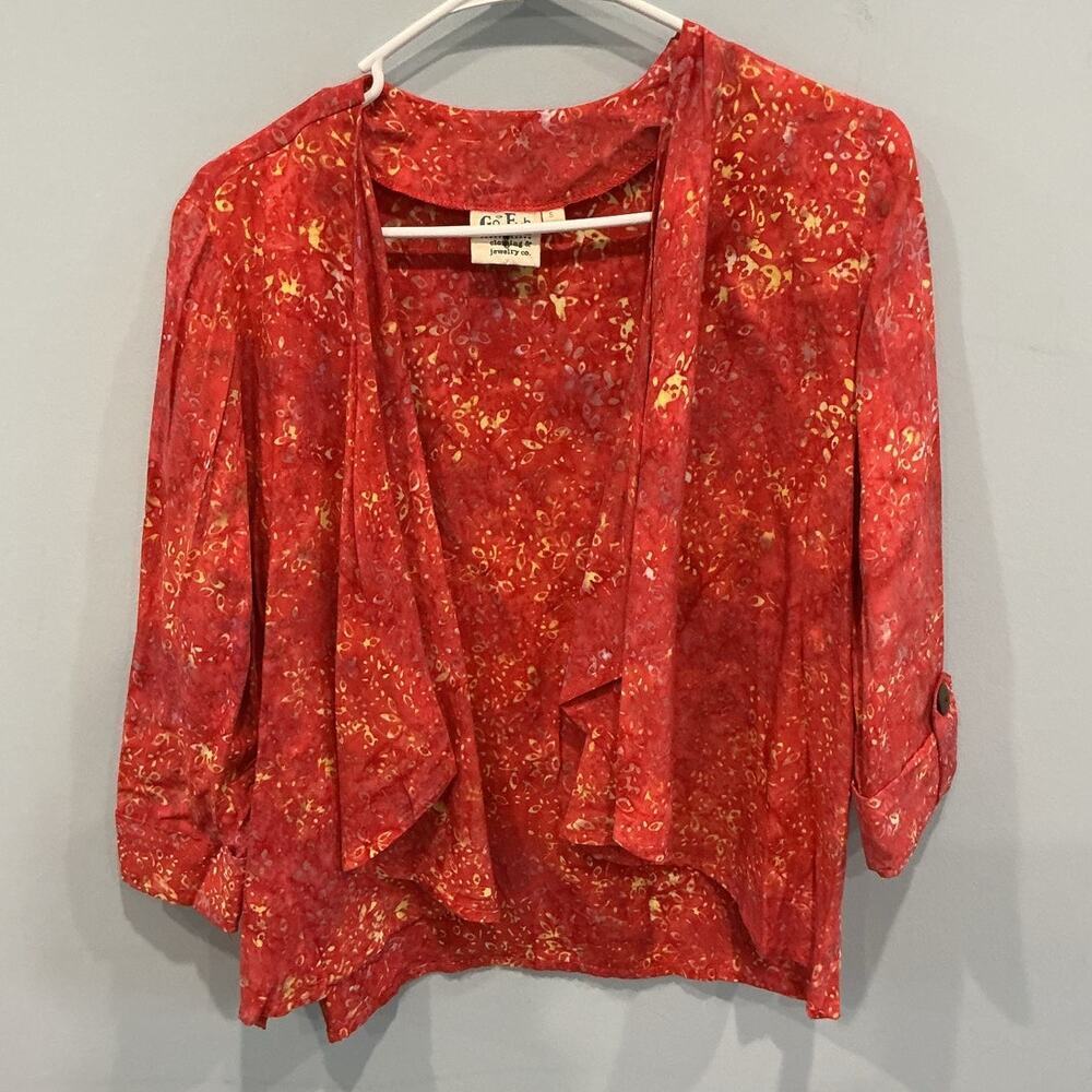 Go Fish Womens Open Cardigan Size Small Red Boho Hippie Festival Lagom Lagenlook